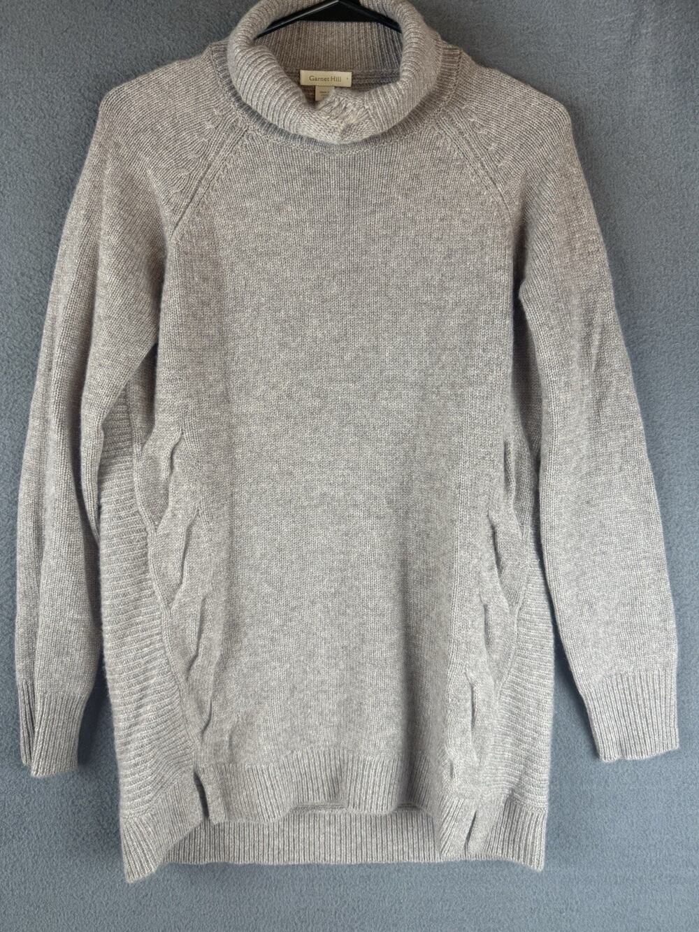 Garnet Hill Cashmere Turtleneck Sweater XS Cable Knit Pullover Casual Winter